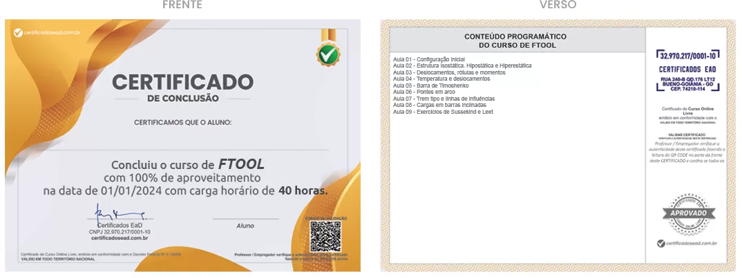 Certificado de 40h Curso de FTOOL