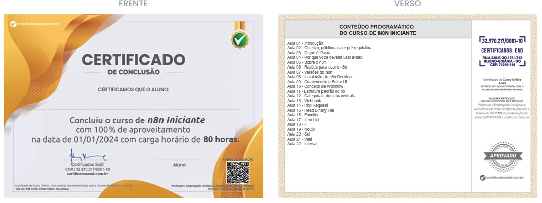 Certificado de 80h n8n Iniciante