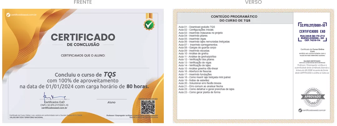 Certificado de 80h Curso de TQS