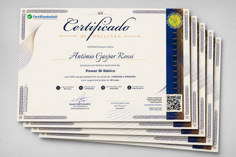 Kit com 5 certificados Premium