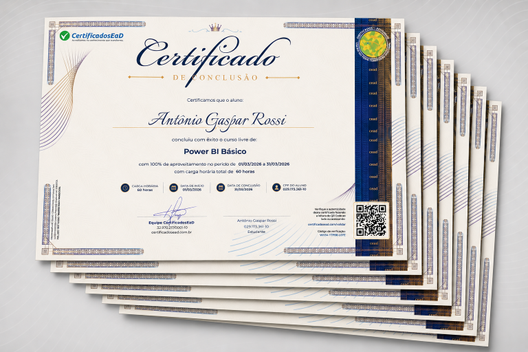 Kit com 7 certificados Premium