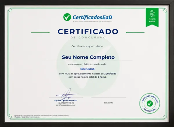 Modelo do Certificado Gratuito CertificadosEaD